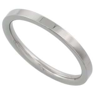 Surgical Steel 2mm Flat Wedding Band Thumb / Toe Ring Comfort Fit High 