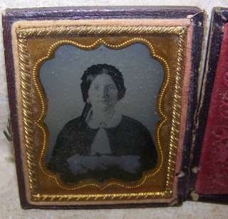 1863 VICTORIAN LADY AMBROTYPE PHOTO PEMBROKE NY ANTIQUE  