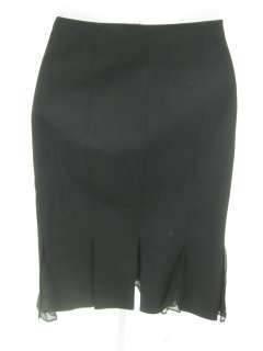 You are bidding on a ELIE TAHARI Black Wool Pleated Sheer Detail Skirt 