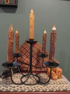 Primitive Country Rustic Wrought Iron 5 Arm Candle Centerpiece 