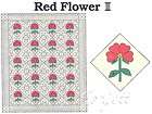 Red Flower Quilt Block & Quilt quilting pattern & templates
