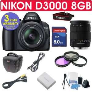  Nikon D3000 + Sigma 18 200mm OS Lens + 8GB Memory Camera 