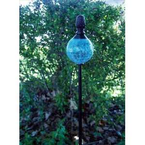  Aqua Crackle Globe Stake With Pineapple Finial / CASE OF 4 