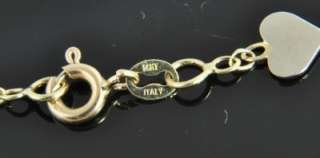 Veronese  Tri Color 14K Gold Heart Link Station Chain Bracelet 7.25 