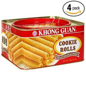 Khong Guan Cookie Rolls, 15 Ounce Tins (Pack of 4)  
