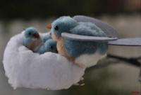 Blue Bird Nest Baby Birds Clip on Christmas Tree Ornament Bluebird Mom 