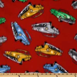  60 Wide Fleece Classic Cars Red Fabric By The Yard: Arts 