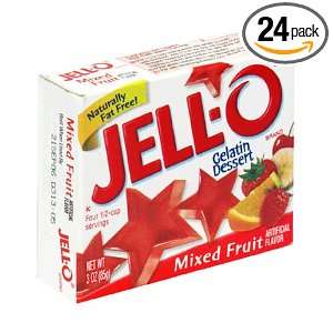 Jell O Gelatin Dessert, Mixed Fruit, 3 Ounce Boxes (Pack of 24 