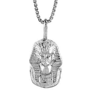  Sterling Silver Pharaohs Burial Mask Pendant, 9/16 in 