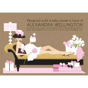   chaise mom   pink, Custom Personalized Baby Invitation, by Doc Milo