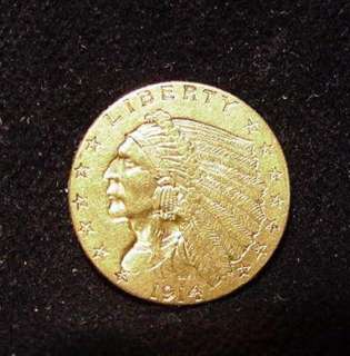 1914 D Indian Head GOLD Quarter Eagle $2.50 Coin XF & X FABULOUS 