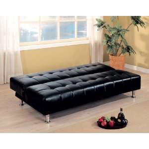 Faux Leather Armless Convertible Sofa Bed   300118