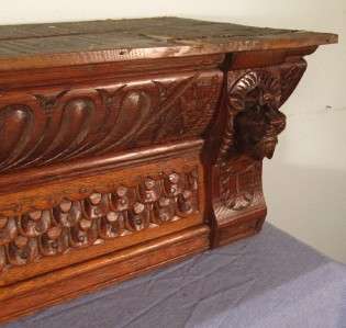   Antique Fireplace Mantel Surround or Crown/Pediment/Valence Oak Wood