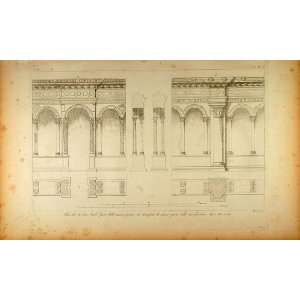  1845 Engraving San Paolo fuori le mura Cloister Facade 