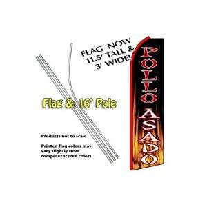  POLLO ASADO Feather Banner Flag Kit (Flag & Pole): Patio 