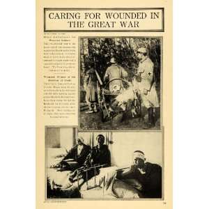  1918 Print Nurses Aid Wounded Soldier Cart Injuries WWI 