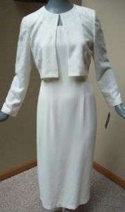 166 David Warren Ivory Formal Gown Mothers 2 pc Dress & Jacket size 6 