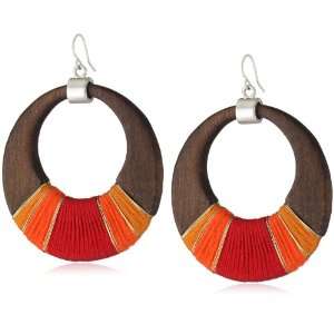   Cole New York Urban Fire Multi Colored Thread Wrapped Hoop Earrings