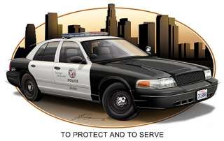 Los Angeles LAPD Police Car Muscle Car Tshirt FREE  