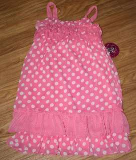 NWT New Zoey Girl 6 6X pink white polkadot dot chiffon ruffle dress 