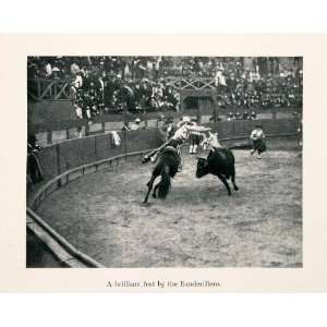  Bullfight Picador Matador Stadium Mexico   Original Halftone Print