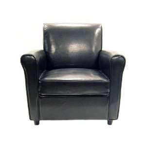  Black Full Leather Club Chair: Home & Kitchen