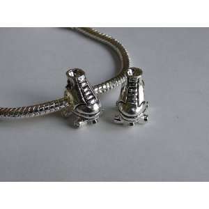  925 Sterling Silver Roller Skate Charm Bead for Bracelet 