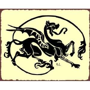  Dragon In Round Large Medieval Metal Art Retro Tin Sign 