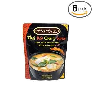 Thai House Red Curry Sauce, 10.58 Ounce Pouches (Pack of 6)  