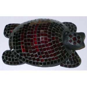  Hawaiian Glass Mosaic Keepsake Box Turtle Large Red 