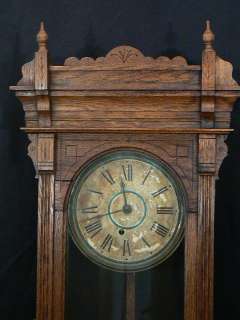 Antique INGRAHAM Fancy OAK Wall Regulator Clock BRISTOL CT Maker 