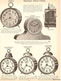 1910 Antique Ingraham Alarm Clock Catalog Ad  
