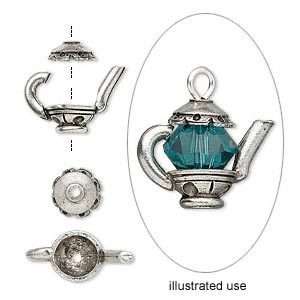 Piece Silver Pewter Teapot Bead Cap Charm Findings  