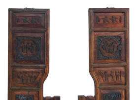 Pair Old Vintage Carved Wall Decor Panels s2408  