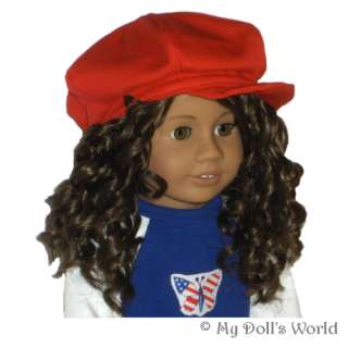 your american girl is a trend setter in this apple red newsboy cap 