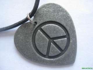 PEACE SIGN HEART METAL PENDANT LEATHER NECKLACE NEW  