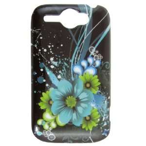   Plastic Teal Blue Green Flowers Back Cover for HTC G8 Electronics