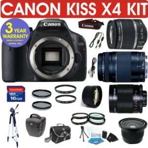  Canon Rebel KISS X4 Digital Camera + Canon 18 55 Zoom Lens + Canon 