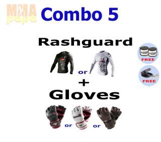   Rashguard +MMA/Kanpeki Gloves UFC Sparring Fight Combo#5   NEW  