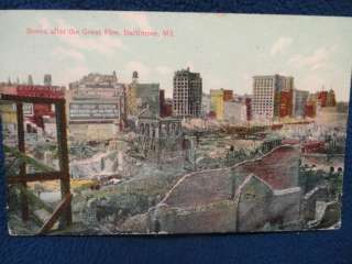 Scene after the great Fire. Baltimore, Md. Postmarked 1908. Fine 