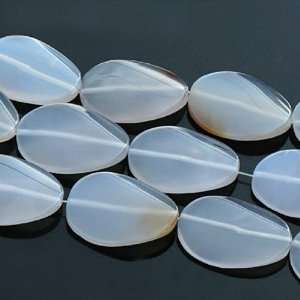  30x40mm Milky White Agate Twisted Oval Gemstone Loose Bead 