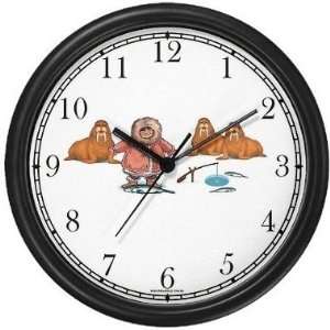 Eskimo and Walruses Ice Fishing   JP   Animal Wall Clock by WatchBuddy 
