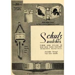   Ad Schulz Watches Gold Timepiece Key Album Jewel   Original Print Ad