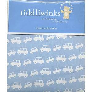   Blue Cars Tiddliwinks Fitted Baby Crib Sheet 100% Cotton Toddler Sheet