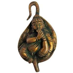  Baby Krishna on Leaf Brass Sculpture Handmade Religious 