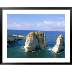 Rock Arches, Beirut, Lebanon, Mediterranean Sea, Middle East Framed 