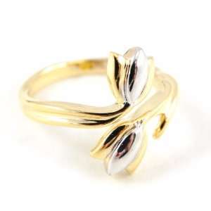  Gold plated ring Tulipes 2 tone.   Taille 50: Jewelry