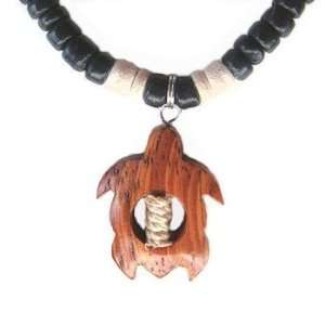  Koa Wood Honu Sea Turtle Coconut Shell Pendant 
