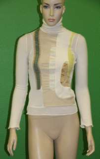   BARCELONA Womens White Po LS Turtleneck Sweater 911121 Sz 3 $207 NEW