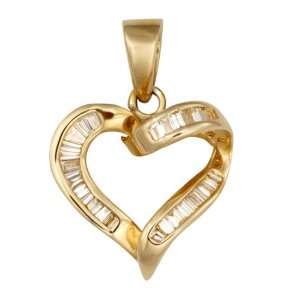  14K Diamond heart pendant with 27 baguettes Jewelry